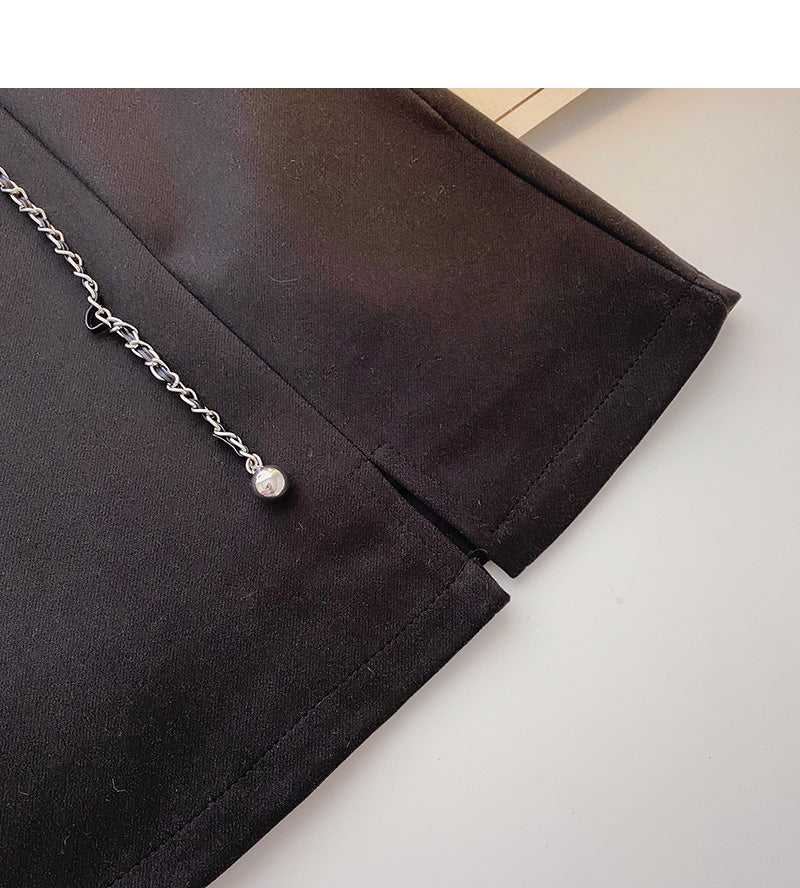 New high waist chain design retro slim A-line skirt 5453