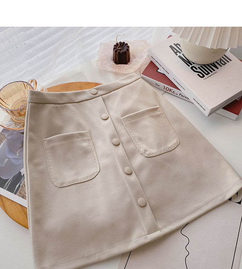 Korean retro personality small pocket skirt trend 5500