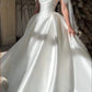 Girlhomeshops - Robe de bal de mariage longue en satin blanc, épaules dénudées, longueur au sol, gh5392