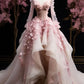 Pink Gorgeous Exquisite Floral A-line Long Tulle Long Sleeve Ball Gown Prom Dress Evening Dress Wedding Dress gh3273