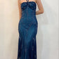 Dark Blue Fairy Mermaid Beaded Long Chiffon Formal Prom Evening Dress Wedding Guest Party Gown Dress Greek Halter Neck gh3617b
