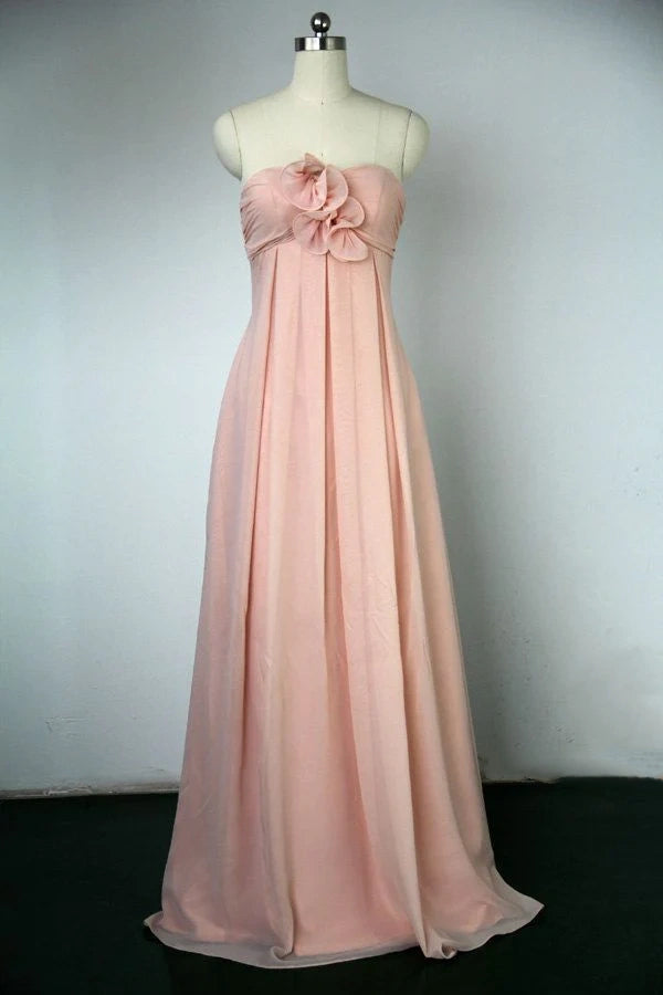 Robe de soirée longue en tulle rose doux, haut à fleurs tridimensionnelles, robe de demoiselle d'honneur, personnalisée de haute qualité gh3061