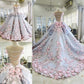 Robe de soirée longue en tulle rose magnifique et exquise avec appliques florales gh3327