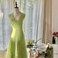 Robe de soirée longue en mousseline de soie, élégante et brillante, vert clair, avec perles exquises, pour anniversaire, mariage, fête, bal, Saint-Valentin, gh4038