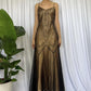 Golden Brown Vintage Fashion Elegant Exquisite Beading Long Chiffon Satin Tulle Ball Gown Evening Dress Party Dress Prom Dress gh3723