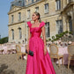 Pink Wide Strap Tube Top Fashion Elegant Long Satin Ball Gown Evening Dress gh3108