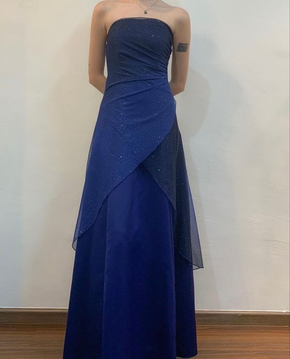 Robe de soirée longue en tulle à paillettes élégantes et brillantes violettes/bleues gh3411