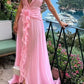 girlhomeshops-Rosa Elegante Lange Chiffon Brautjungfernkleider Hochzeitsgäste Partykleider gh5949