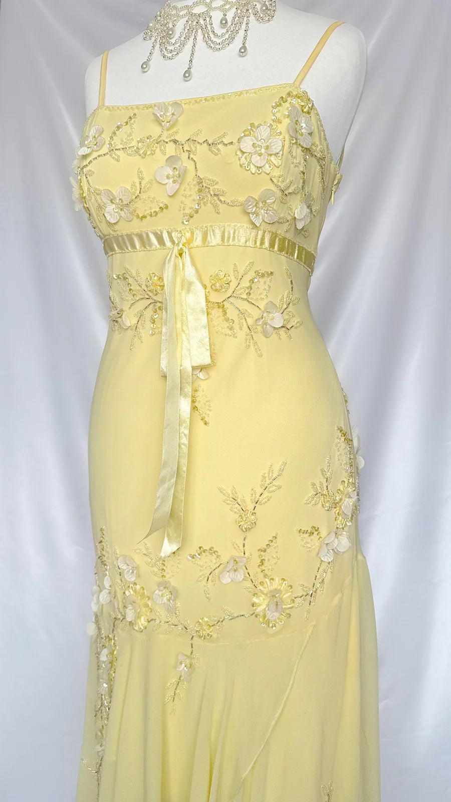 Robe de soirée courte jaune à perles, élégante et mignonne, en mousseline, pour anniversaire, gh4445