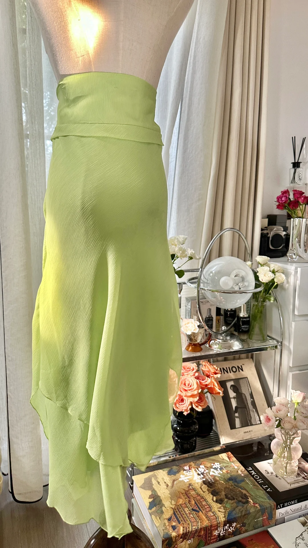 Robe de soirée longue en mousseline de soie, élégante et brillante, vert clair, avec perles exquises, pour anniversaire, mariage, fête, bal, Saint-Valentin, gh4038