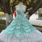 Mint Green Stunning Fashion Retro Elegant Delicate Lace Long Chiffon Ball Gown Evening Dress Birthday Party Dress gh4146