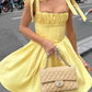Girlhomeshops-Yellow Fashion Sweet Short Satin Homecoming Dress Birthday Dress gh5270