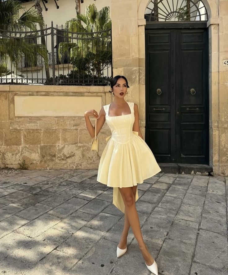 Girlhomeshops-Yellow fashion sweet backless elegant short satin homecoming dress birthday dress gh5268