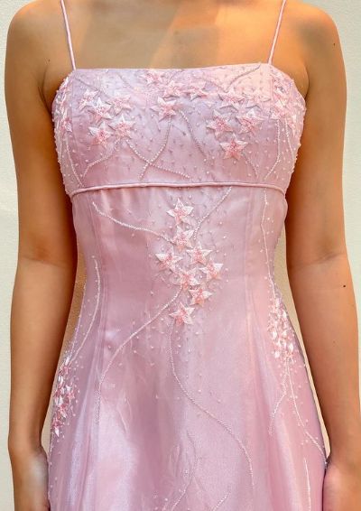 Pink Fashion Elegant Exquisite Beaded Spaghetti Straps Long Tulle Satin Prom Dress Evening Dress Party Dress Graduation Dress gh3487