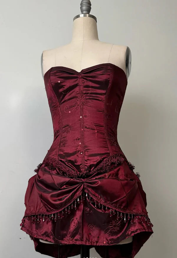 girlhomeshops-Vintage Burgundy corset homecoming dresses tight hoco dresses gh5808