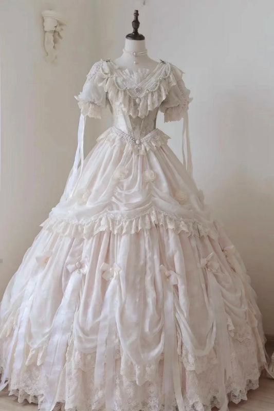 Girlhomeshops - Robe de bal longue et courte en tulle blanc style palais de princesse, robe de cérémonie pour adulte, gh5906