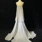 White Vintage Ancient Greek Goddess Gorgeous Sparkling Elegant Exquisite Gold Rhinestone Beads Tulle Long Mermaid Floor Length Trail Slim Fairy Ball Gown Evening Gown Party Dress Prom Gown gh3852