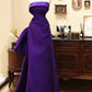 Robe de soirée longue en satin à bretelles spaghetti violette, jolie et élégante, robe de soirée gh3543
