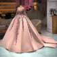 Pink Gorgeous High Quality Shiny Exquisite V-Neck Beaded Long Sleeve satin Prom Dress Evening Dress gh3131