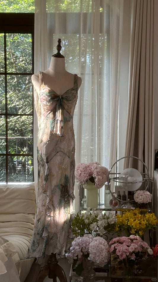 Fairy Beading Elegant Long Tiered Chiffon Ball Gown Evening Gown Party Dress gh4752