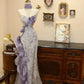Purple Gorgeous Elegant Exquisite Floral Long Tulle Prom Dress Evening Dress Party Dress gh3649