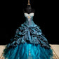 Teal Vintage Fashion Perlenbesetztes langes Tüll-Ballkleid gh4922