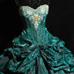 Teal Vintage Fashion Perlenbesetztes langes Tüll-Ballkleid gh4922