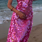 Pink Shiny Fashion Sequin Long Sling Travel Holiday/Birthday/Cocktail Party Dress gh4857