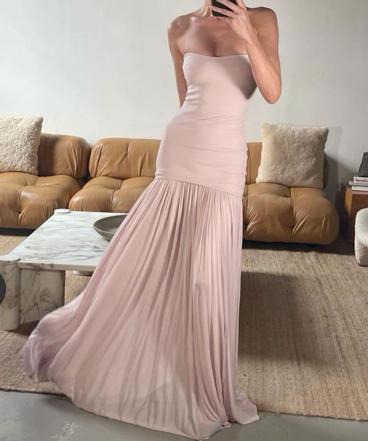 Pink Simple Elegant Long Tulle Ball Gown Evening Dress gh3017
