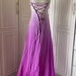 Pink Purple Gradient Fashion Elegant Retro Rhinestone Long Chiffon Ball Gown Evening Dress gh4339