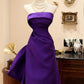 Robe de soirée longue en satin à bretelles spaghetti violette, jolie et élégante, robe de soirée gh3543