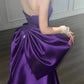 Robe de soirée longue en satin à bretelles spaghetti violette, jolie et élégante, robe de soirée gh3543