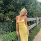 Yellow Simple Fashion Sexy Sweetheart Sleeveless Skinny Long Satin prom dress Evening Gown Wedding Guest Party Dress gh2914