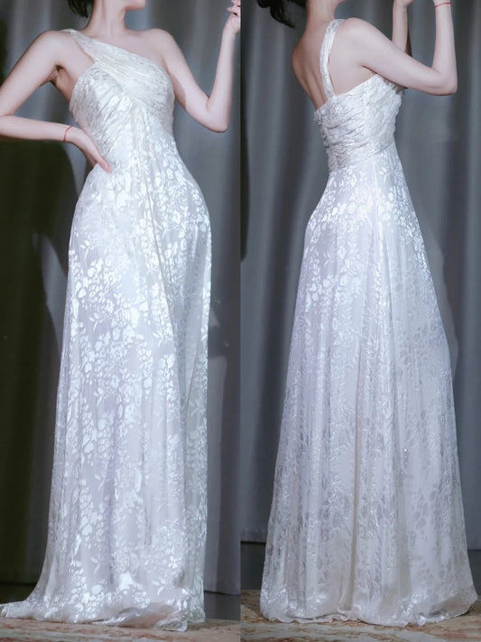 girlhomeshops-Weißes One-Shoulder-Mode-Retro-Lang- und Abendkleid Ballkleid gh5909