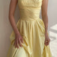 girlhomeshops-- Yellow spaghetti strap long satin dress gh5722