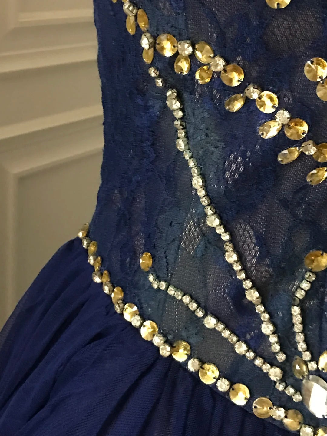💙Dark blue shiny retro princess short homecoming dress beaded tulle ball gown evening dress gh4393