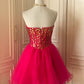 ❤️Pink retro noble princess short homecoming dress sequined tulle ball dress evening dress gh4392