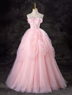 Robe de soirée longue en tulle rose élégante et tendance, robe de bal, gh4886