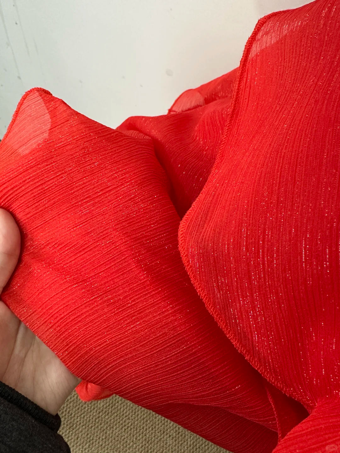 Red Shiny Elegant Fashion Spaghetti Strap Long Chiffon Ruffle Ball Gown Evening Gown Party Dress Prom Gown gh3795