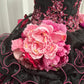 Black Pink Floral Maximalism Long Tulle Ball Gown 16th Birthday Dress Quinceanera Dress gh4739