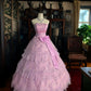 Girlhomeshops-Pink Sparkling Tulle Princess Long Formal Prom Dress gh5358