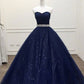 Royal blue/Purple gorgeous shiny exquisite beaded A-line long tulle ball gown evening dress gh3558