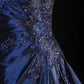 Navy Blue Vintage Elegant Fashion Ball Gown Off Shoulder Long Satin Prom Dress Evening Dress Party Dress gh4246