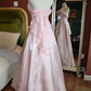 Pink Spaghetti Strap Tulle Tulle Elegant Long Satin Ball Gown Evening Dress gh3259