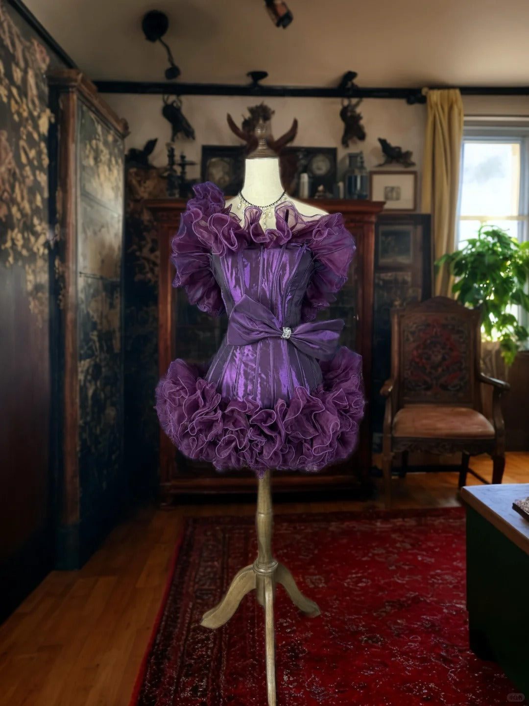 Girlhomeshops-Purple Unique Tulle Princess Short Formal Homecoming Dress Birthday Party Dress gh5357