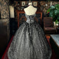 Girlhomeshops-Gray Sparkling Polka Dot Long Tulle Ball Gown gh5350