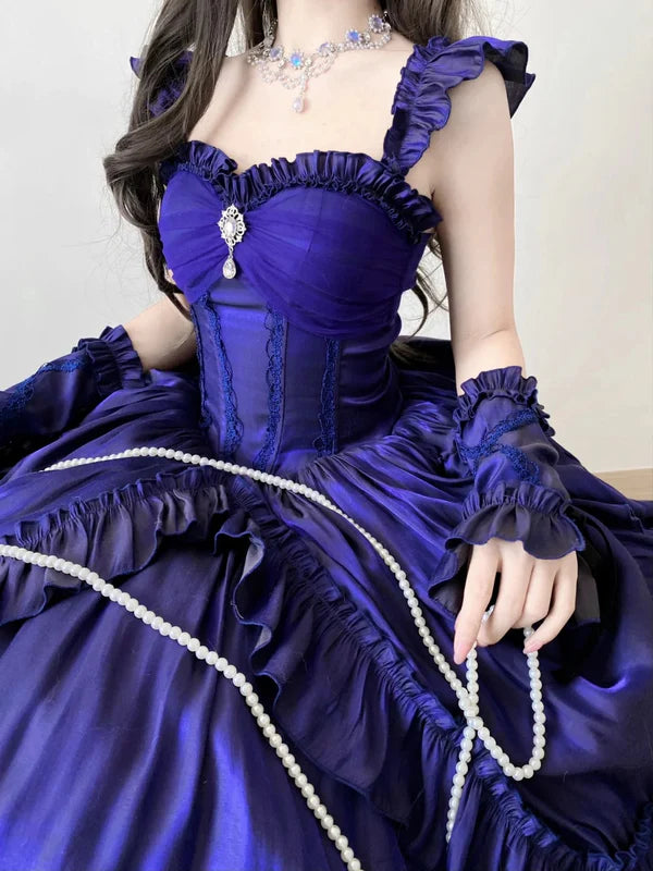 Robe de soirée longue en satin violet, élégante, vintage, longueur au sol, gh4249