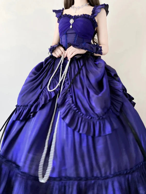 Robe de soirée longue en satin violet, élégante, vintage, longueur au sol, gh4249