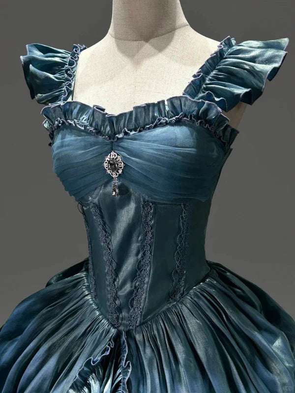 Robe de soirée longue en satin bleu clair, élégante et mystérieuse, style vintage, longueur au sol, gh4248