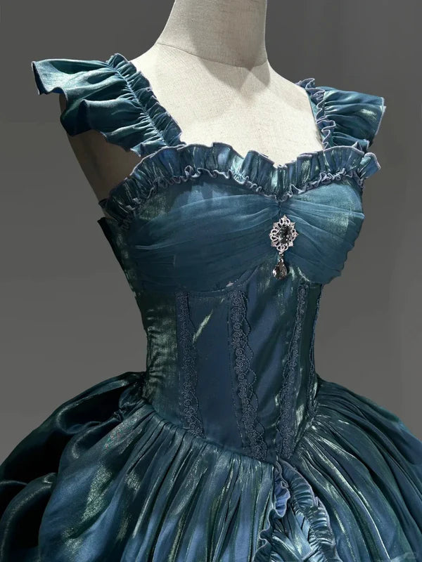 Robe de soirée longue en satin bleu clair, élégante et mystérieuse, style vintage, longueur au sol, gh4248